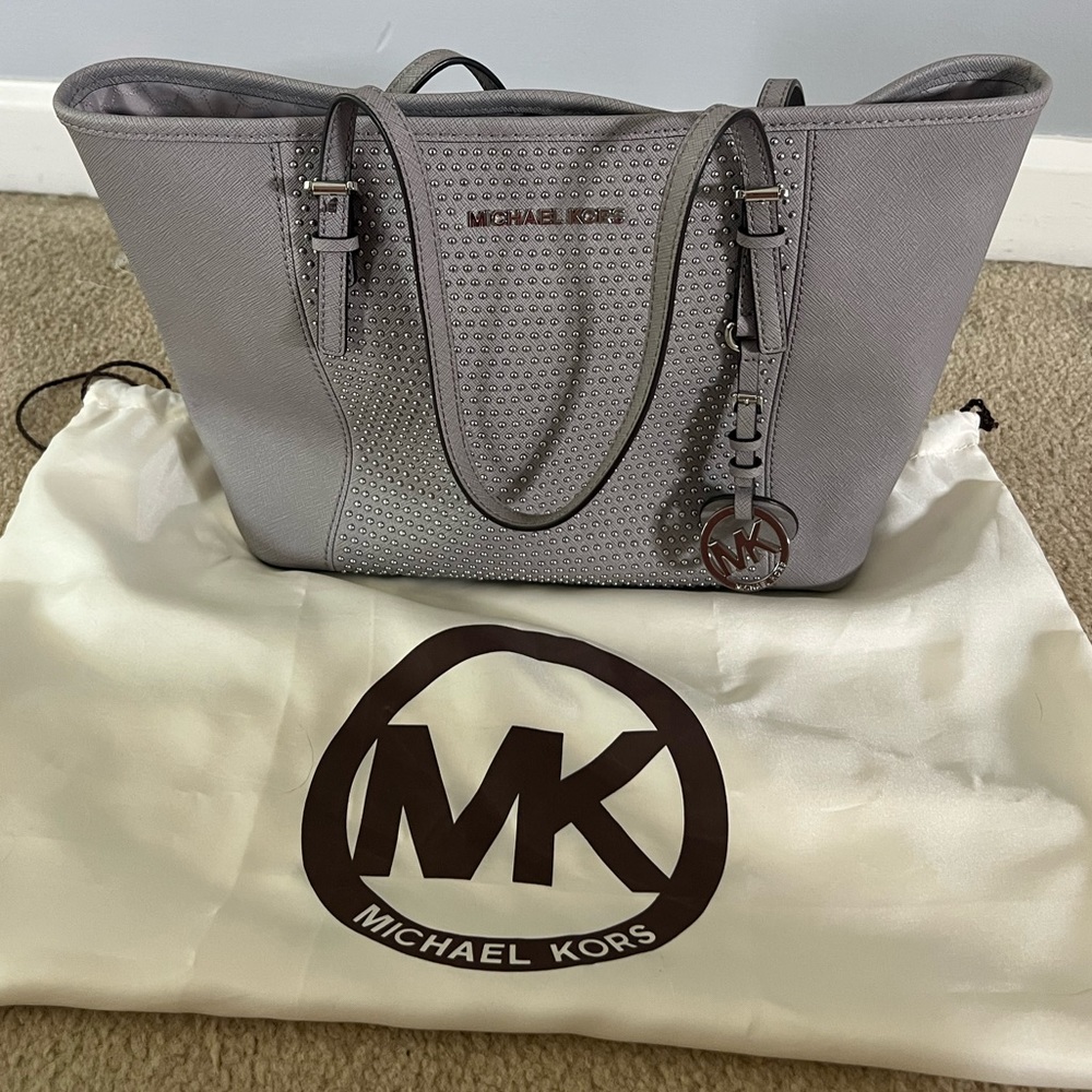 Grey with Silver Studs Michael Kors Purse